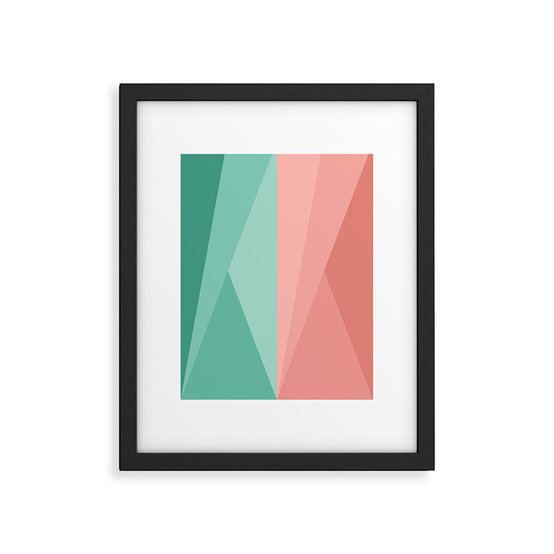 Geometric Triangles VII Pink and Green Framed Art Print Gallery Image 5
