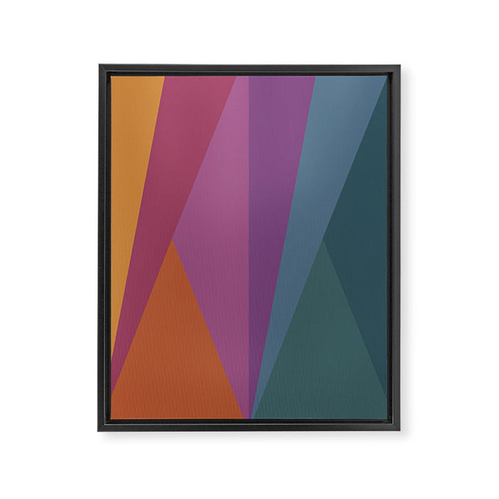 Geometric Triangles X Retro Rainbow Framed Canvas Print Gallery Image 1