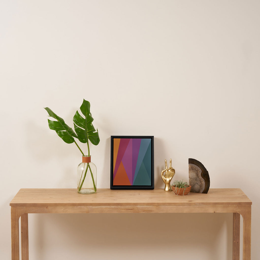 Geometric Triangles X Retro Rainbow Framed Canvas Print Gallery Image 4