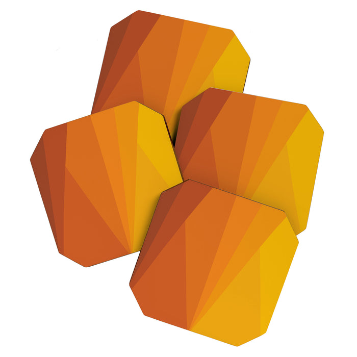 Geometric Triangles XI Retro Orange Coaster Gallery Image 1