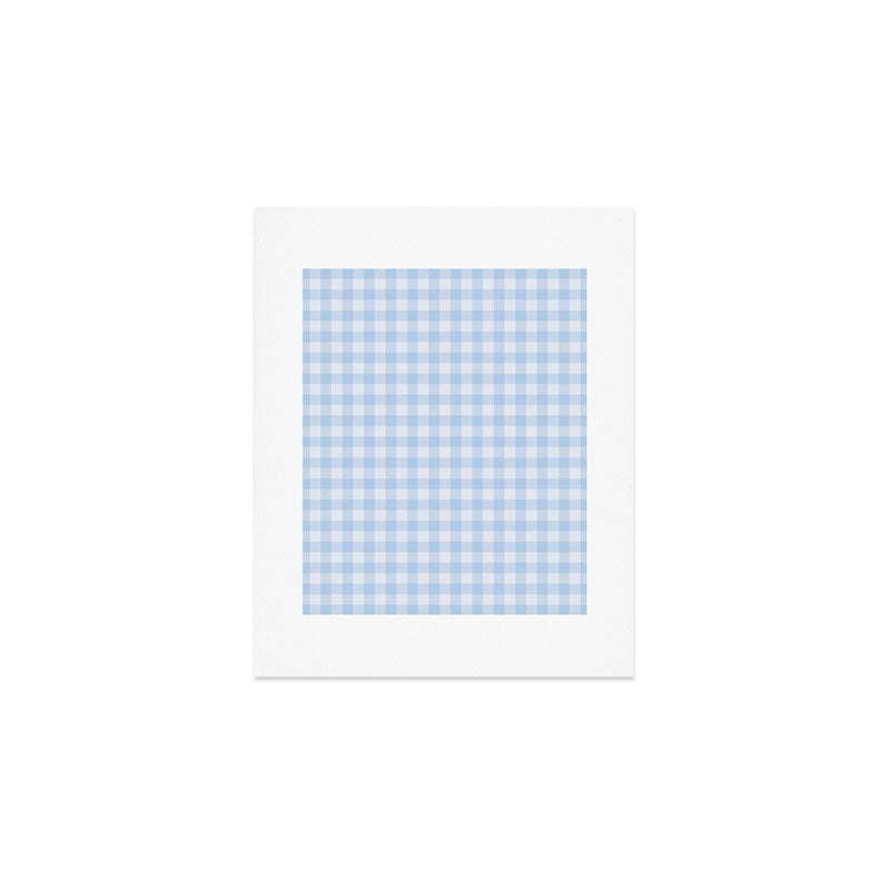 Gingham Plaid Pattern - Natural Sky Blue Art Print Gallery Image 1