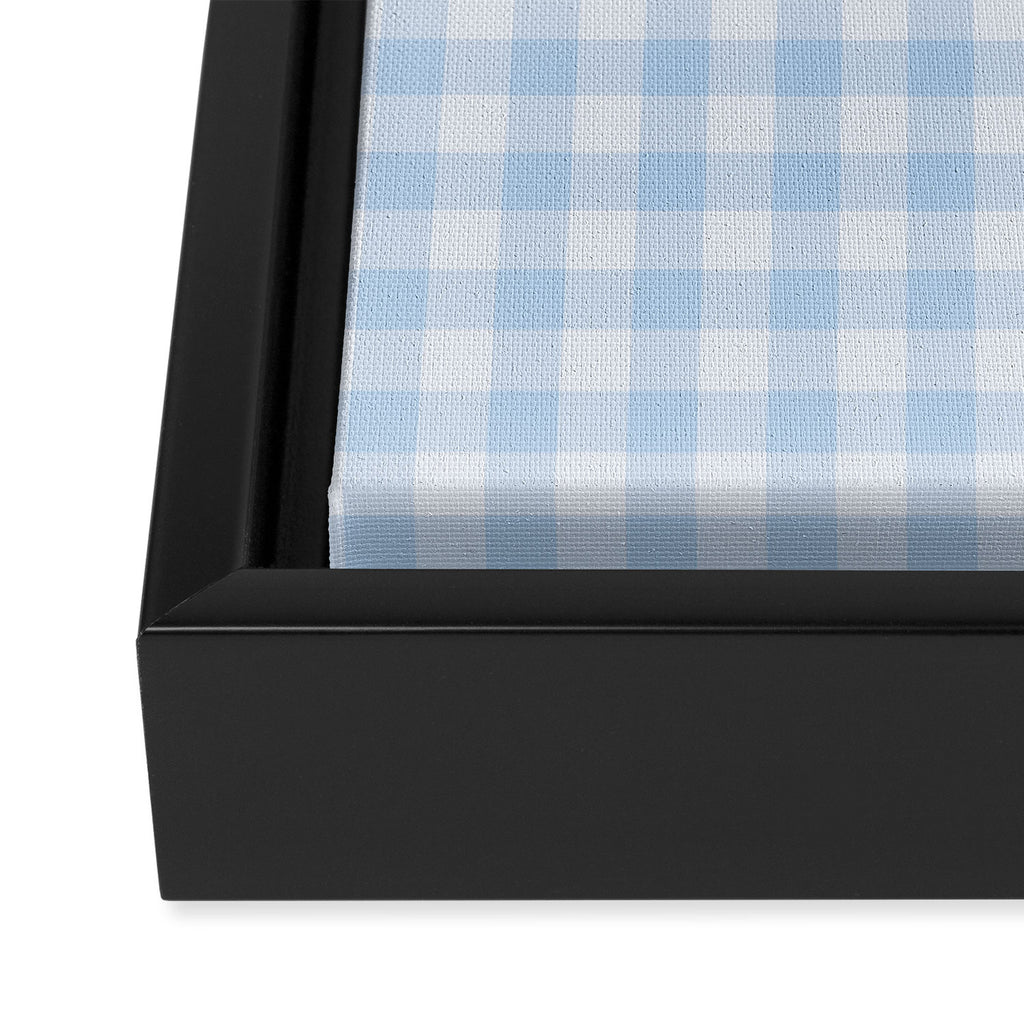 Gingham Plaid Pattern - Natural Sky Blue Framed Canvas Print Gallery Image 3