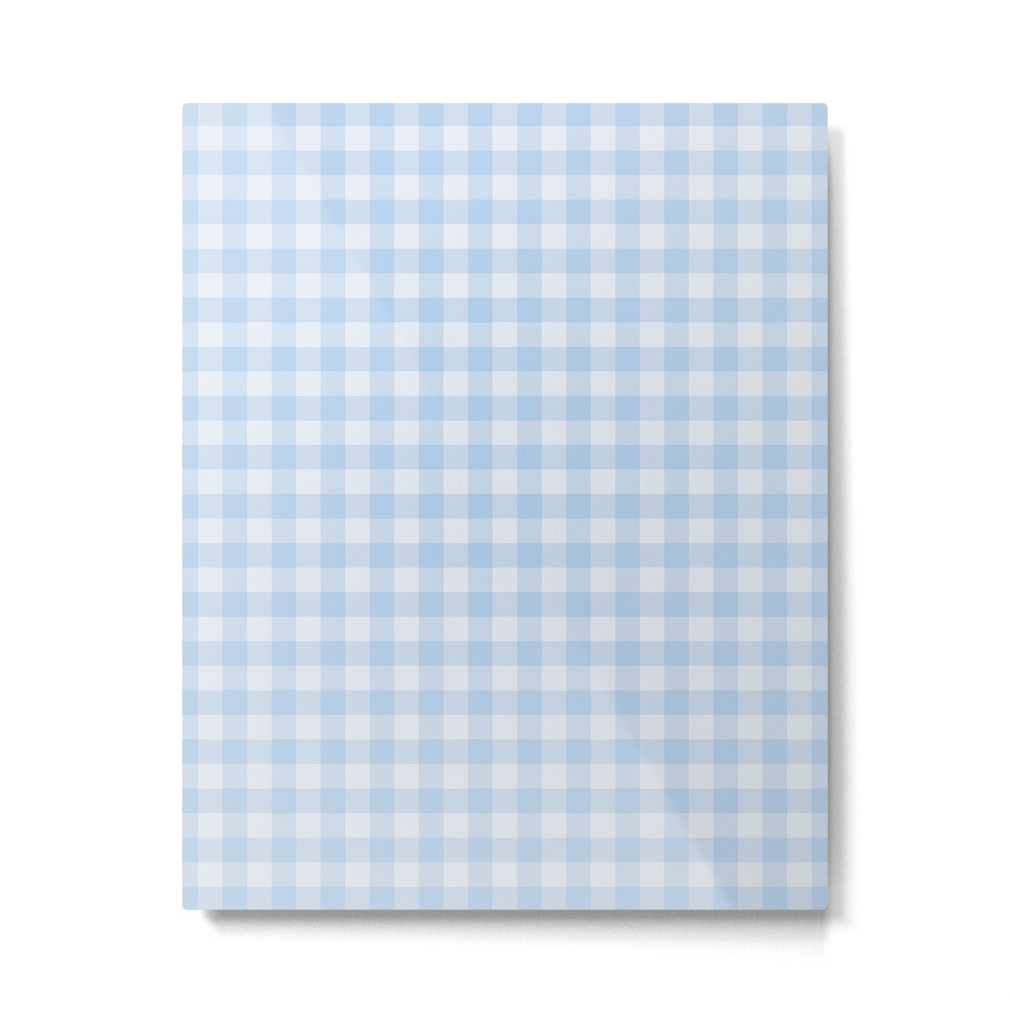 Gingham Plaid Pattern - Natural Sky Blue Metal Print Gallery Image 6