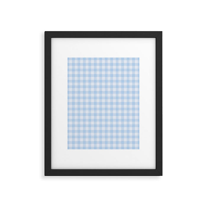 Gingham Plaid Pattern - Natural Sky Blue Framed Art Print Gallery Image 1