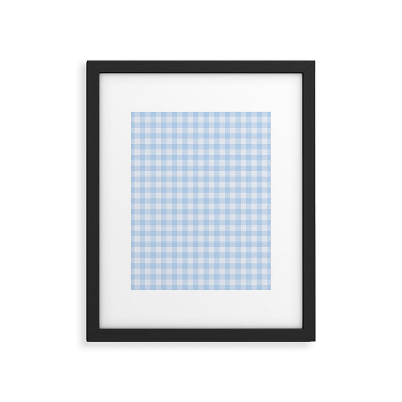 Gingham Plaid Pattern - Natural Sky Blue Framed Art Print Gallery Image 6