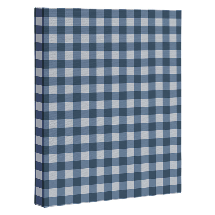 Gingham Plaid Pattern - Classic Blue Canvas Print Gallery Image 1