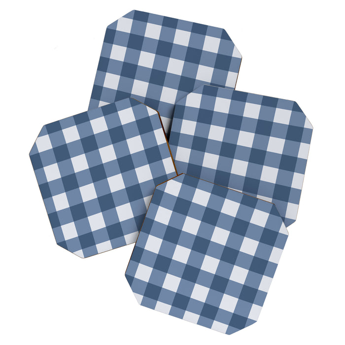 Gingham Plaid Pattern - Classic Blue Coaster Gallery Image 1