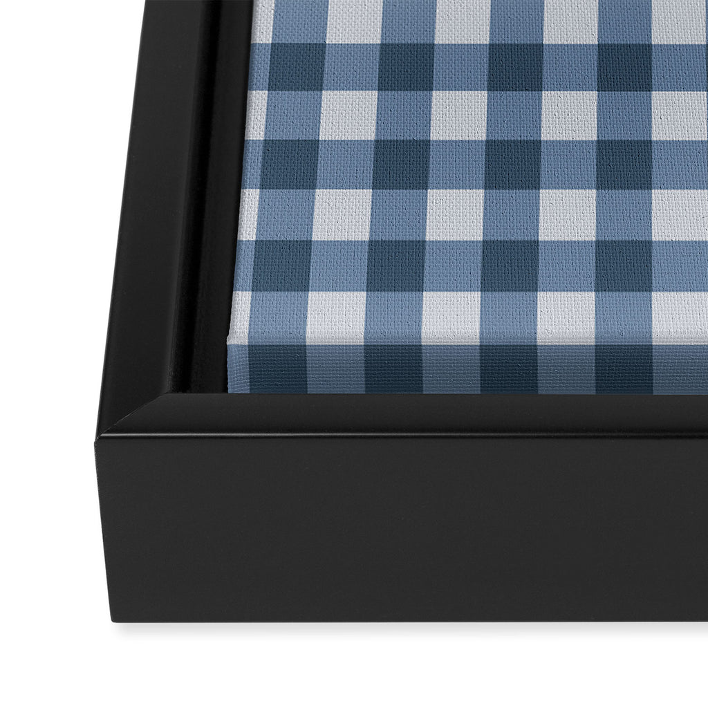 Gingham Plaid Pattern - Classic Blue Framed Canvas Print Gallery Image 3