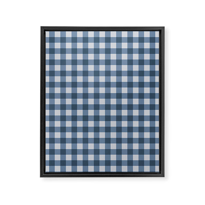 Gingham Plaid Pattern - Classic Blue Framed Canvas Print Gallery Image 1