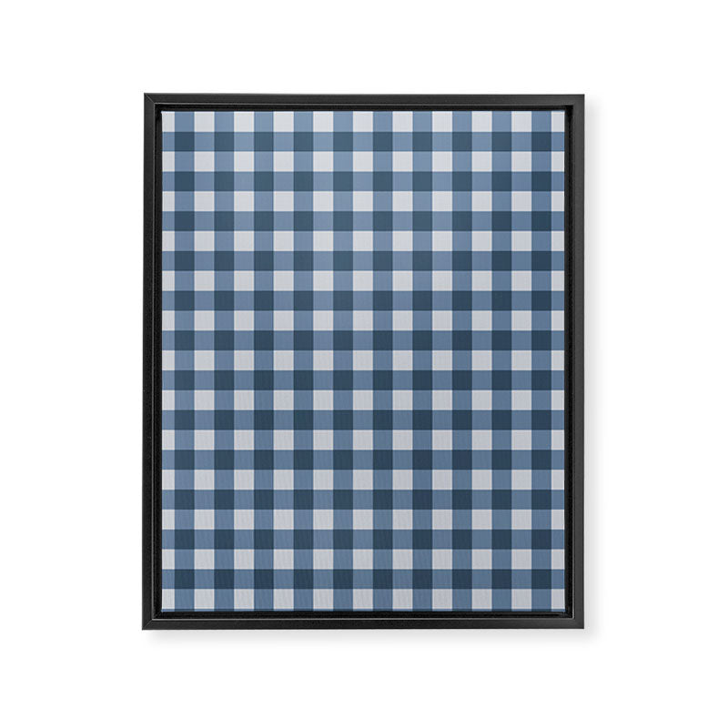 Gingham Plaid Pattern - Classic Blue Framed Canvas Print Gallery Image 8