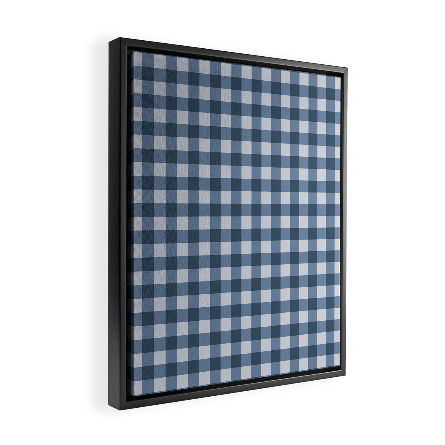Gingham Plaid Pattern - Classic Blue Framed Canvas Print Gallery Image 2