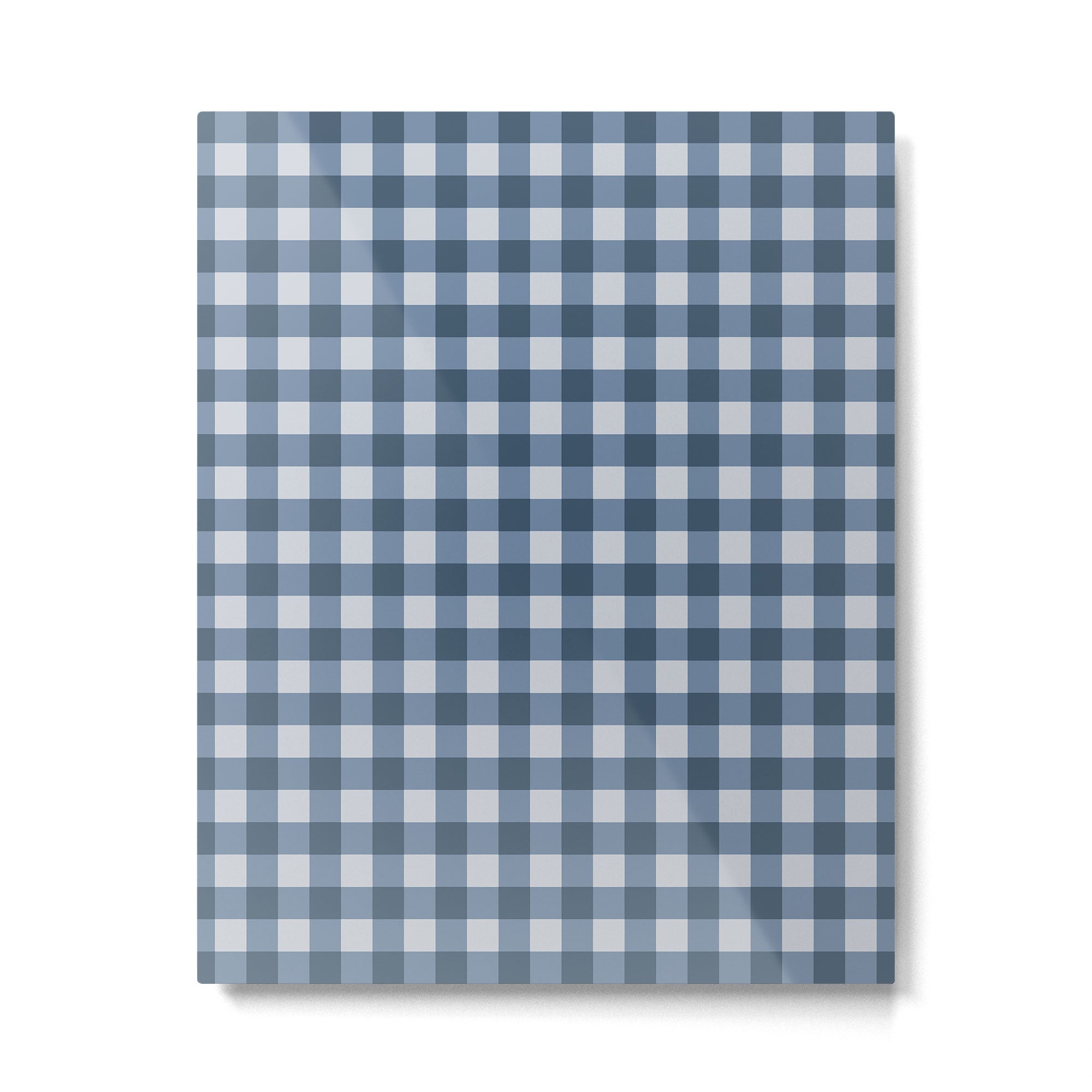 Gingham Plaid Pattern - Classic Blue Metal Print Gallery Image 6