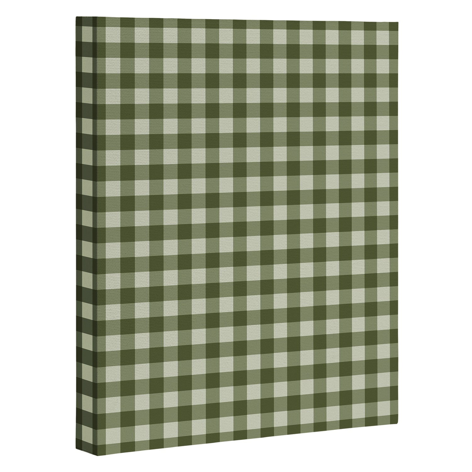 Gingham Plaid Pattern - Natural Green Canvas Print Gallery Image 3