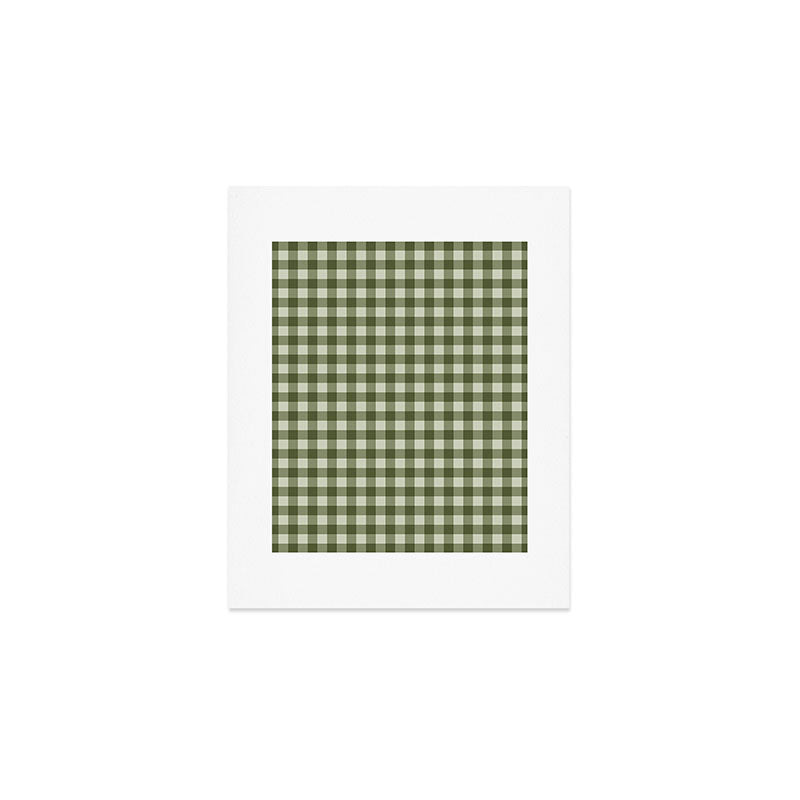 Gingham Plaid Pattern - Natural Green Art Print Gallery Image 1