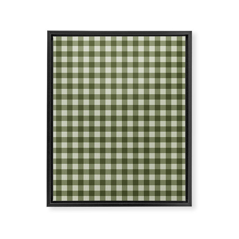 Gingham Plaid Pattern - Natural Green Framed Canvas Print Gallery Image 8