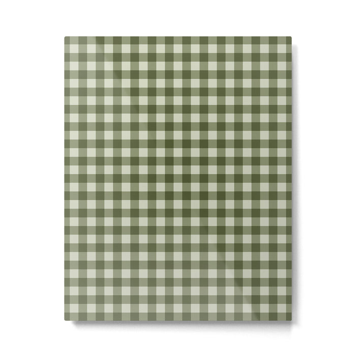 Gingham Plaid Pattern - Natural Green Metal Print Gallery Image 1
