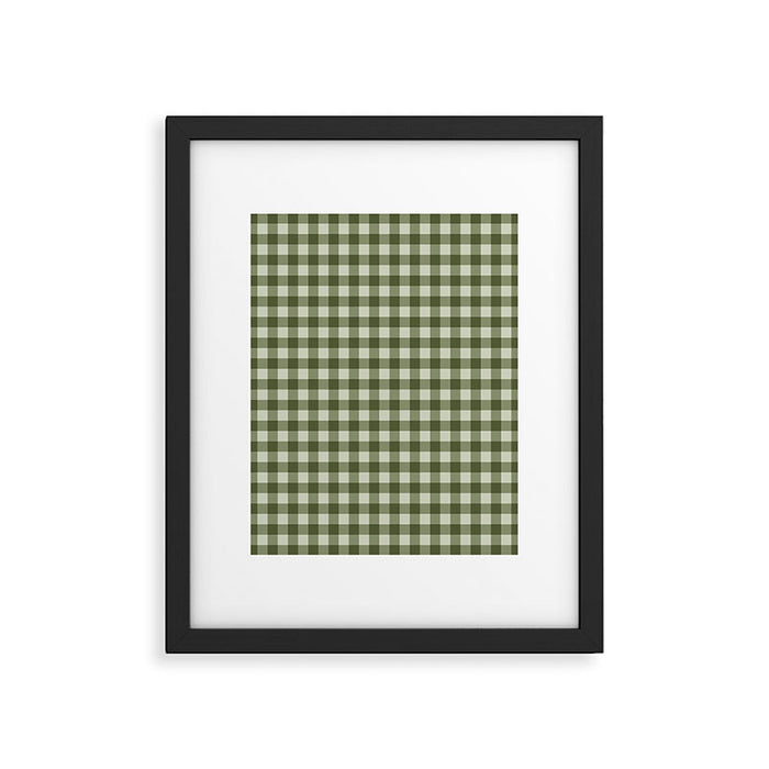 Gingham Plaid Pattern - Natural Green Framed Art Print Gallery Image 1