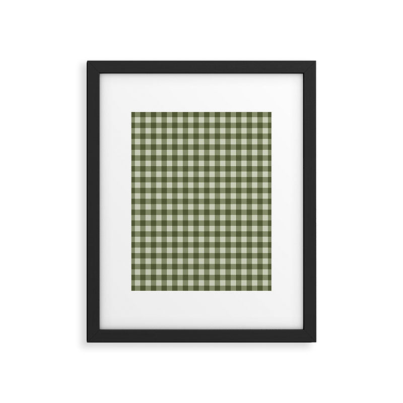 Gingham Plaid Pattern - Natural Green Framed Art Print Gallery Image 4