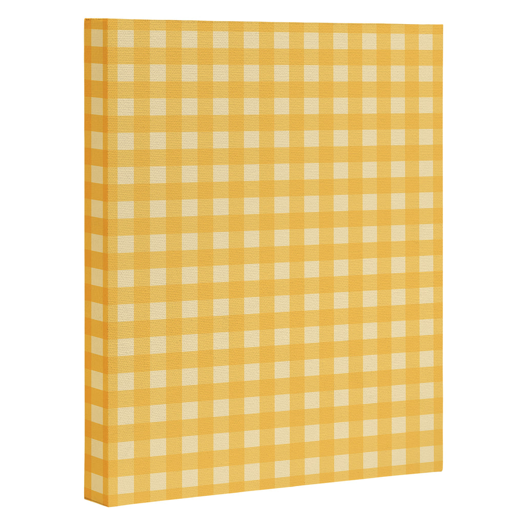 Gingham Plaid Pattern - Sunshine Yellow Canvas Print Gallery Image 3