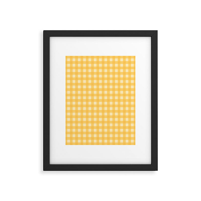 Gingham Plaid Pattern - Sunshine Yellow Framed Art Print Gallery Image 4