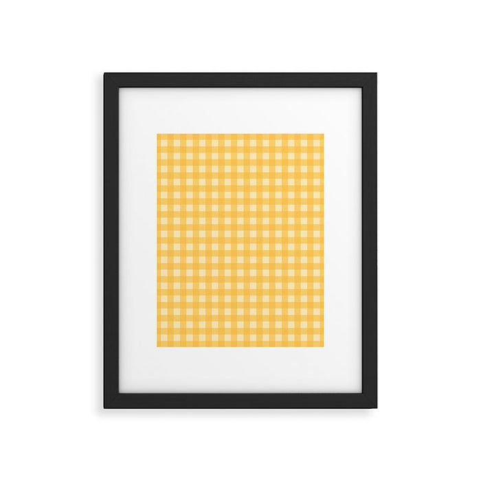 Gingham Plaid Pattern - Sunshine Yellow Framed Art Print Gallery Image 1