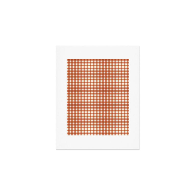 Gingham Plaid Pattern - Brick Red Art Print Gallery Image 1