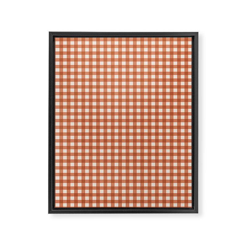 Gingham Plaid Pattern - Brick Red Framed Canvas Print Gallery Image 8