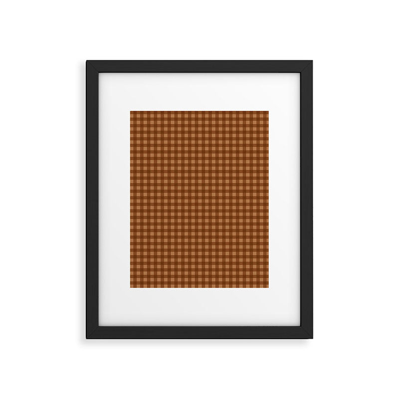 Gingham Plaid Pattern - Burnt Orange Framed Art Print Gallery Image 6