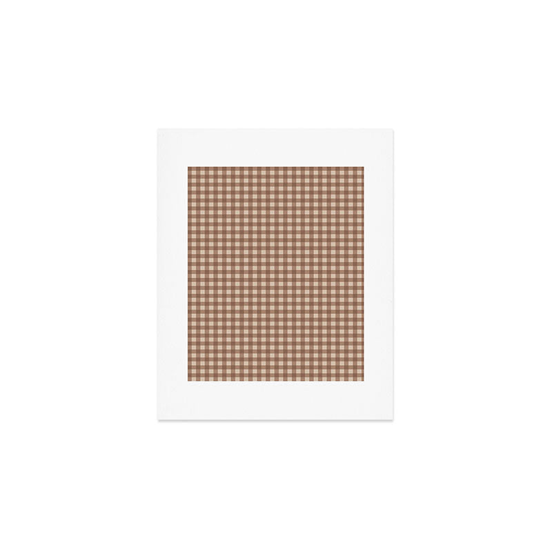 Gingham Plaid Pattern - Coffee Creme Art Print Gallery Image 1
