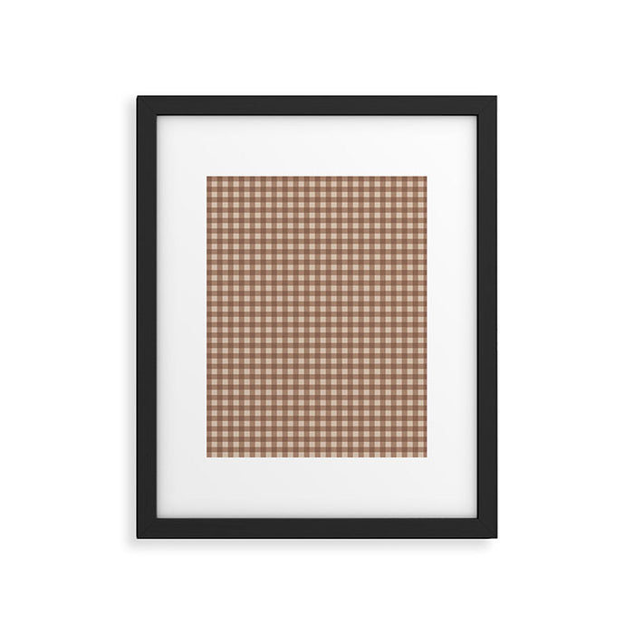 Gingham Plaid Pattern - Coffee Creme Framed Art Print Gallery Image 1