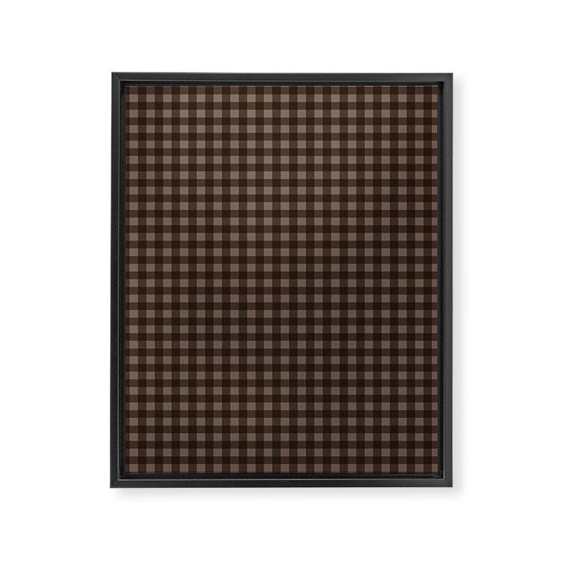 Gingham Plaid Pattern - Earthy Brown Framed Canvas Print Gallery Image 8