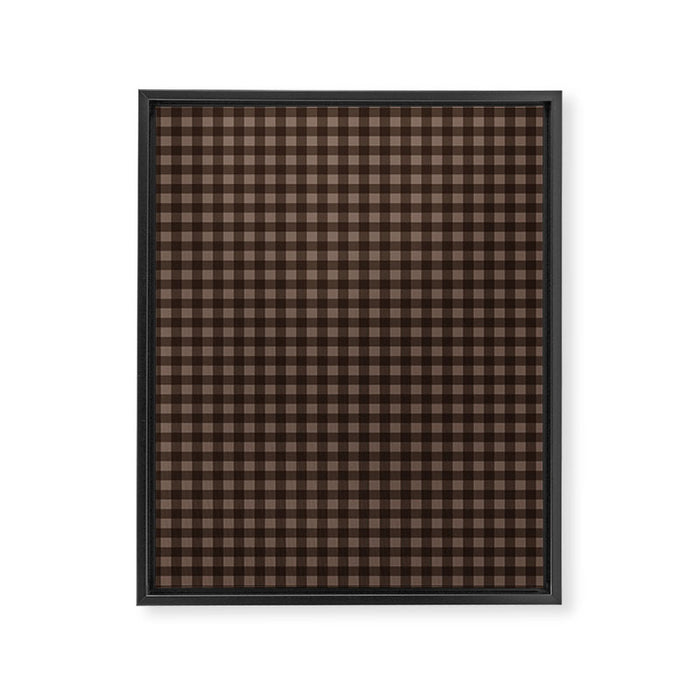 Gingham Plaid Pattern - Earthy Brown Framed Canvas Print Gallery Image 1