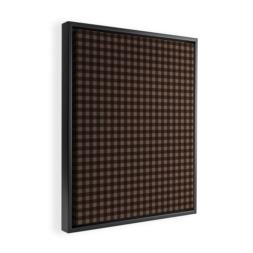 Gingham Plaid Pattern - Earthy Brown Framed Canvas Print Gallery Image 2