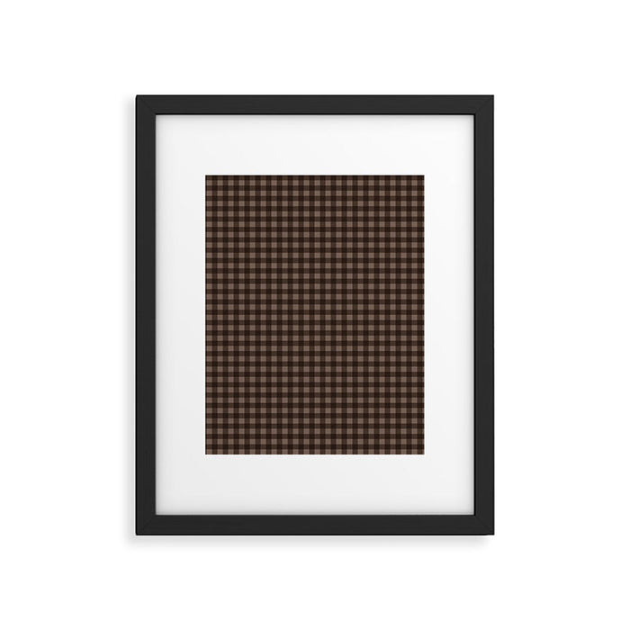 Gingham Plaid Pattern - Earthy Brown Framed Art Print Gallery Image 1
