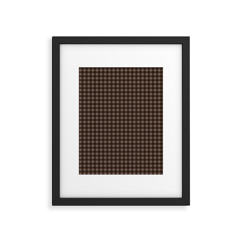Gingham Plaid Pattern - Earthy Brown Framed Art Print Gallery Image 6