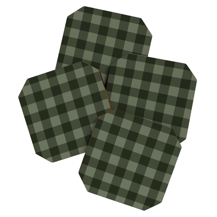 Gingham Plaid Pattern - Forest Green Coaster Gallery Image 1