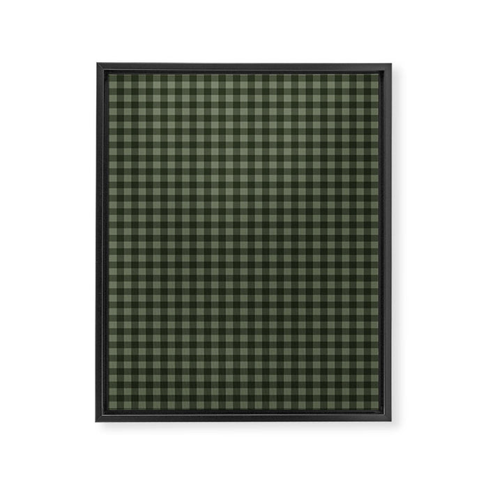 Gingham Plaid Pattern - Forest Green Framed Canvas Print Gallery Image 1