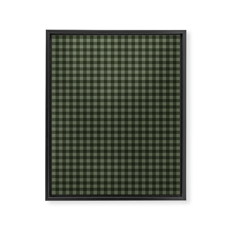 Gingham Plaid Pattern - Forest Green Framed Canvas Print Gallery Image 8