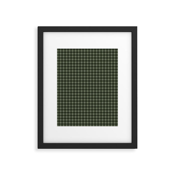 Gingham Plaid Pattern - Forest Green Framed Art Print Gallery Image 1