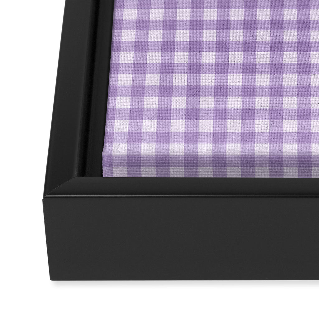 Gingham Plaid Pattern - Lilac Purple Framed Canvas Print Gallery Image 3