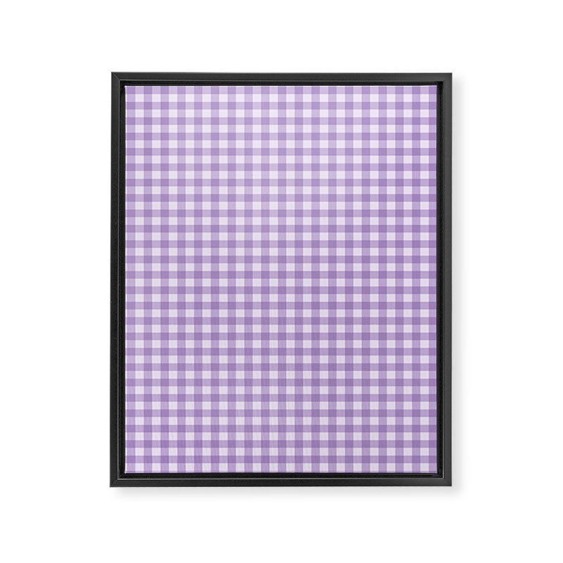 Gingham Plaid Pattern - Lilac Purple Framed Canvas Print Gallery Image 8