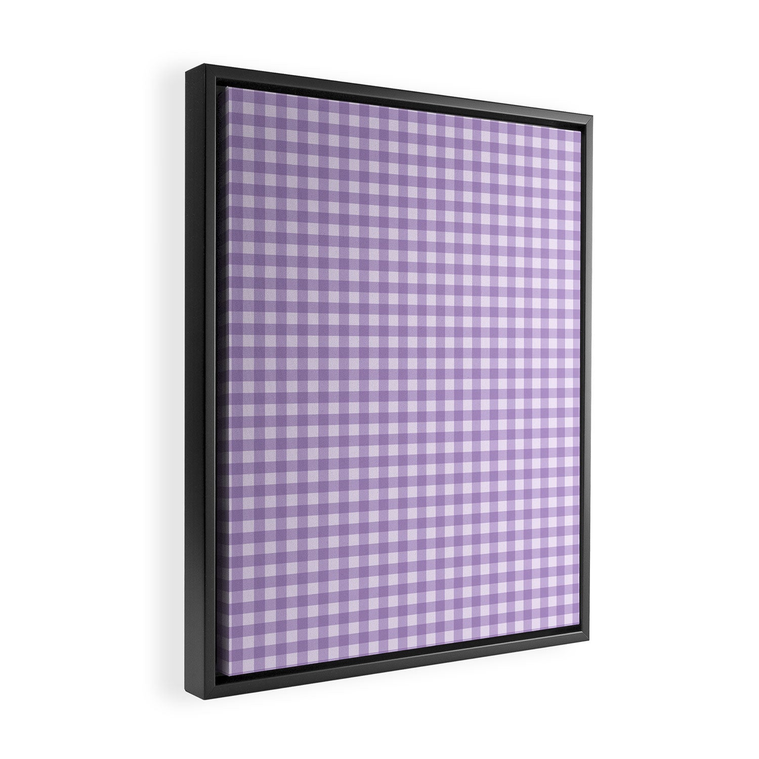 Gingham Plaid Pattern - Lilac Purple Framed Canvas Print Gallery Image 2