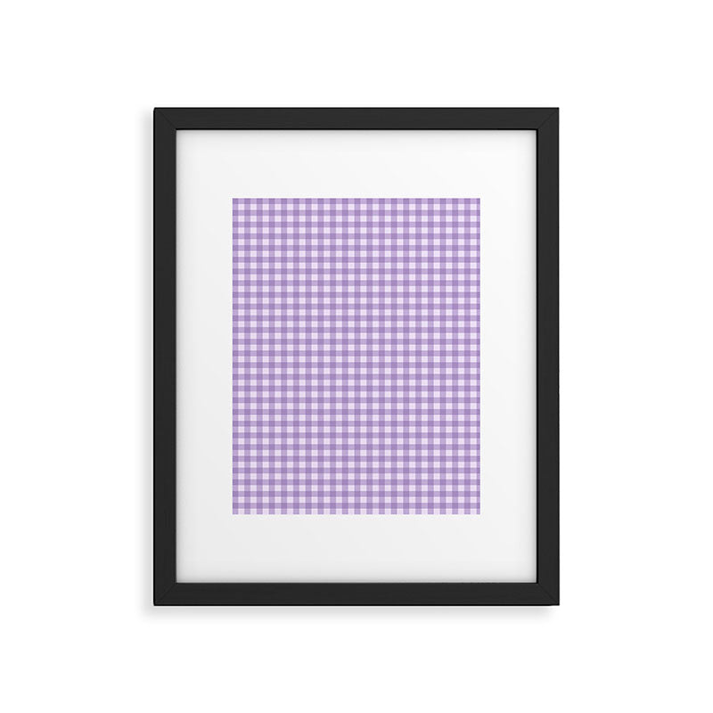Gingham Plaid Pattern - Lilac Purple Framed Art Print Gallery Image 6