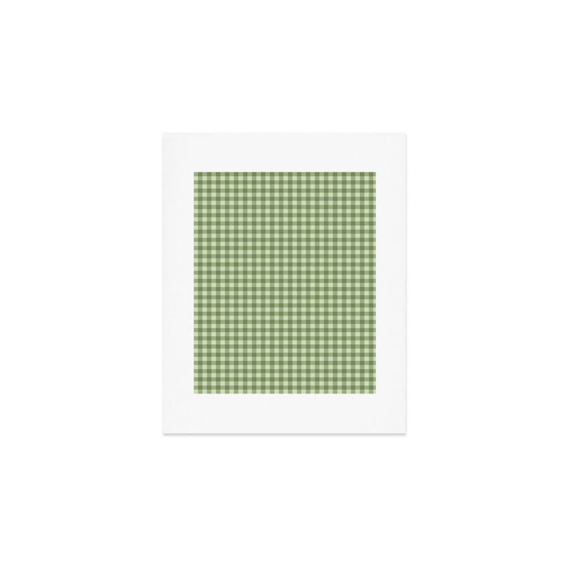 Gingham Plaid Pattern - Natural Green Art Print Gallery Image 1