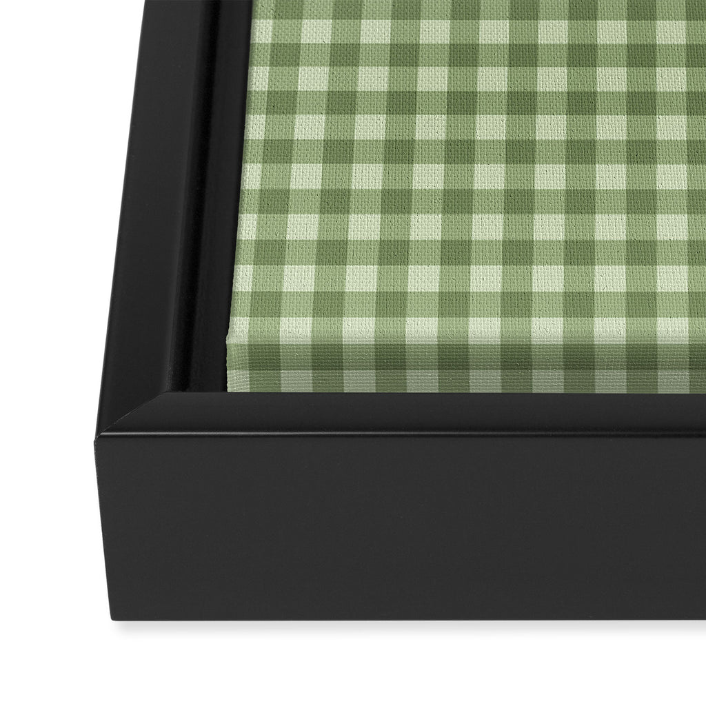 Gingham Plaid Pattern - Natural Green Framed Canvas Print Gallery Image 3