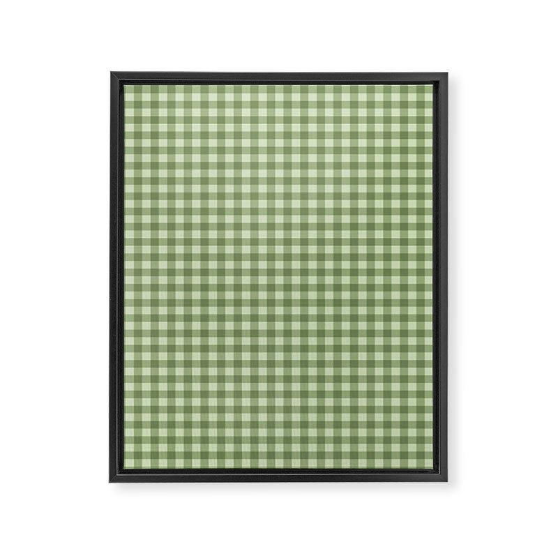 Gingham Plaid Pattern - Natural Green Framed Canvas Print Gallery Image 8