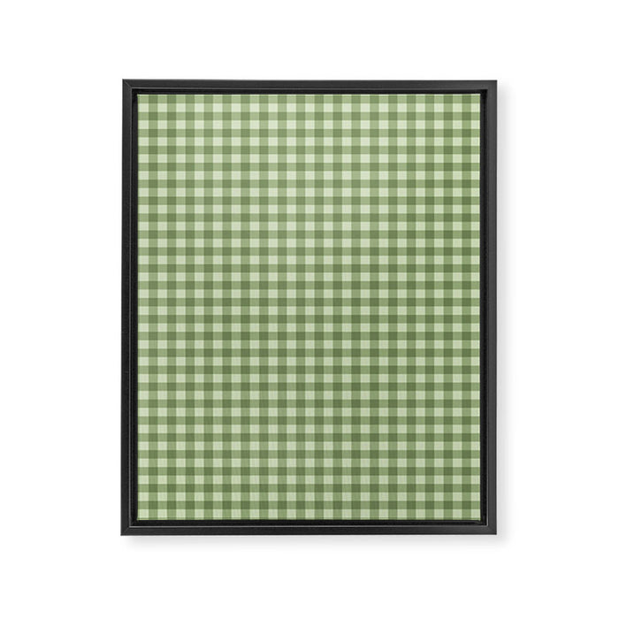 Gingham Plaid Pattern - Natural Green Framed Canvas Print Gallery Image 1