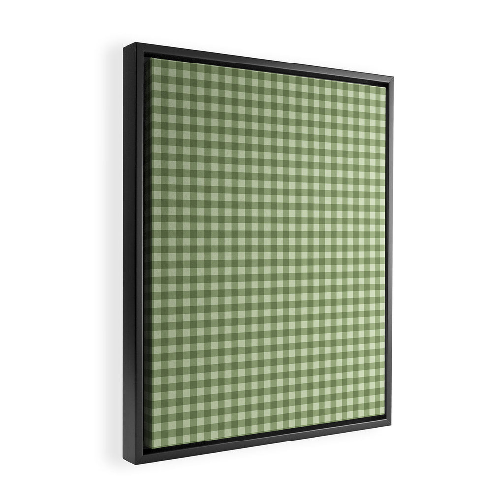 Gingham Plaid Pattern - Natural Green Framed Canvas Print Gallery Image 2