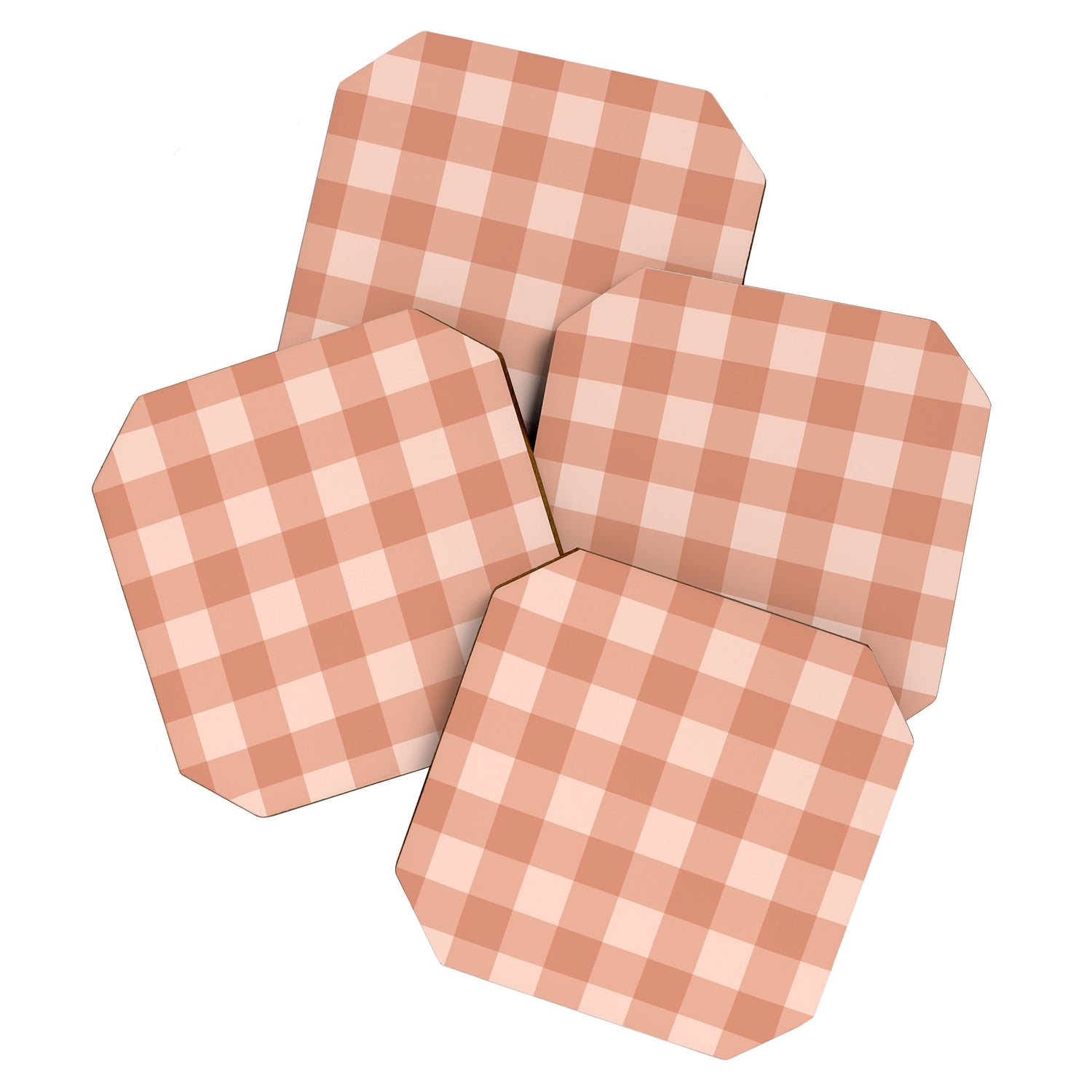Gingham Plaid Pattern - Natural Rose Coaster Gallery Image 1