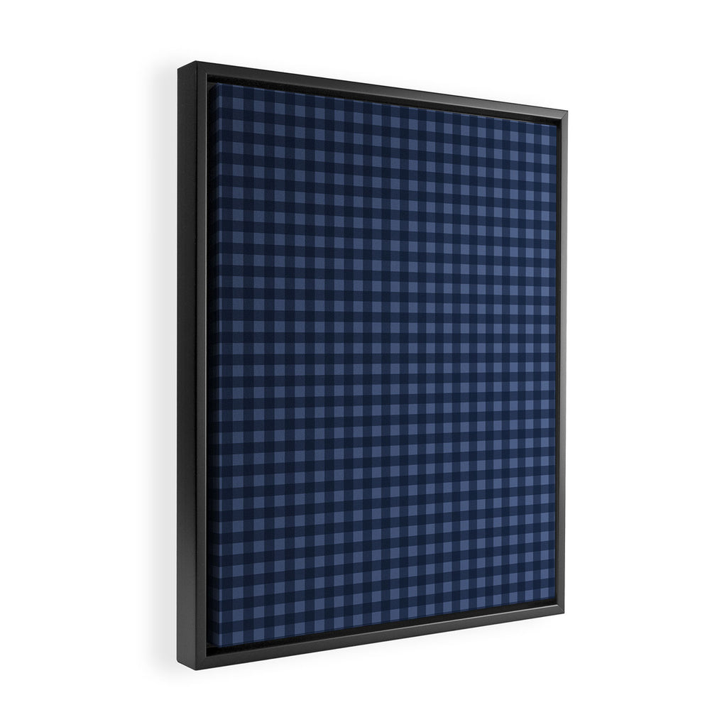 Gingham Plaid Pattern - Navy Blue Framed Canvas Print Gallery Image 2
